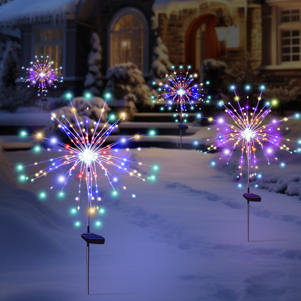 Solar powered outdoor garden 120 store led icicle christmas string light